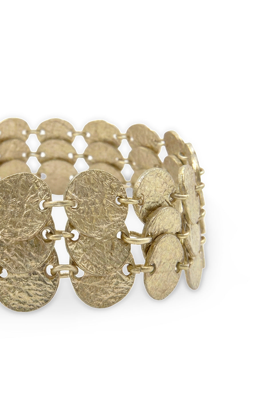 Pulsera dorada de tres capas con monedas y broche ajustable