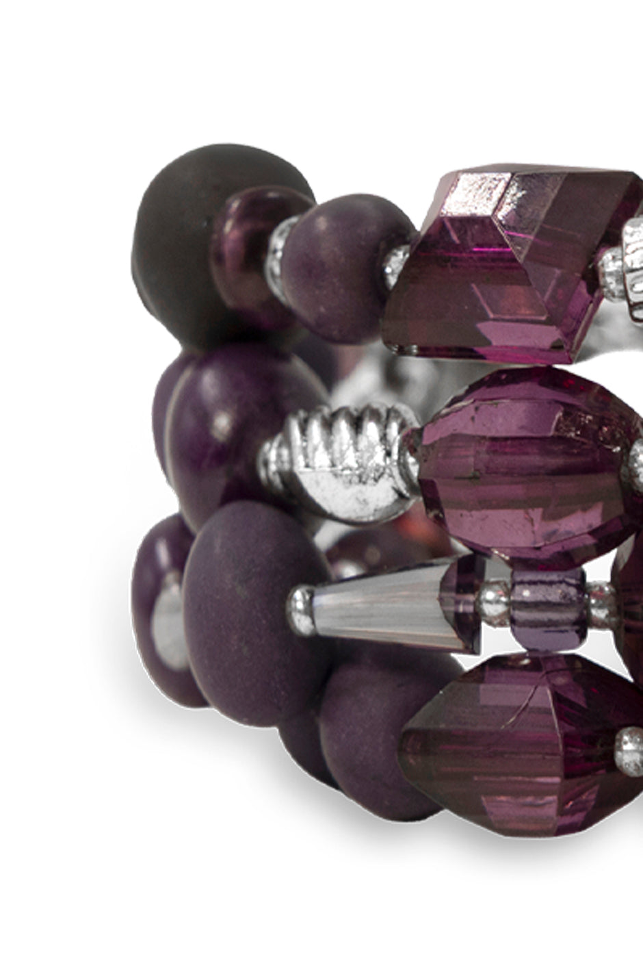 Pulsera Grape de cuentas moradas y plateadas en capas