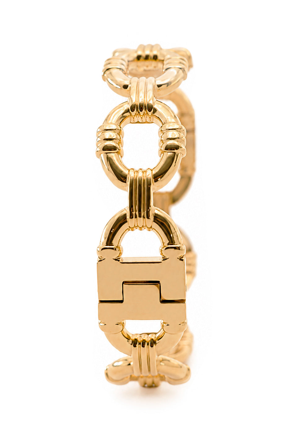 Brazalete dorado con diseño de eslabones elegantes