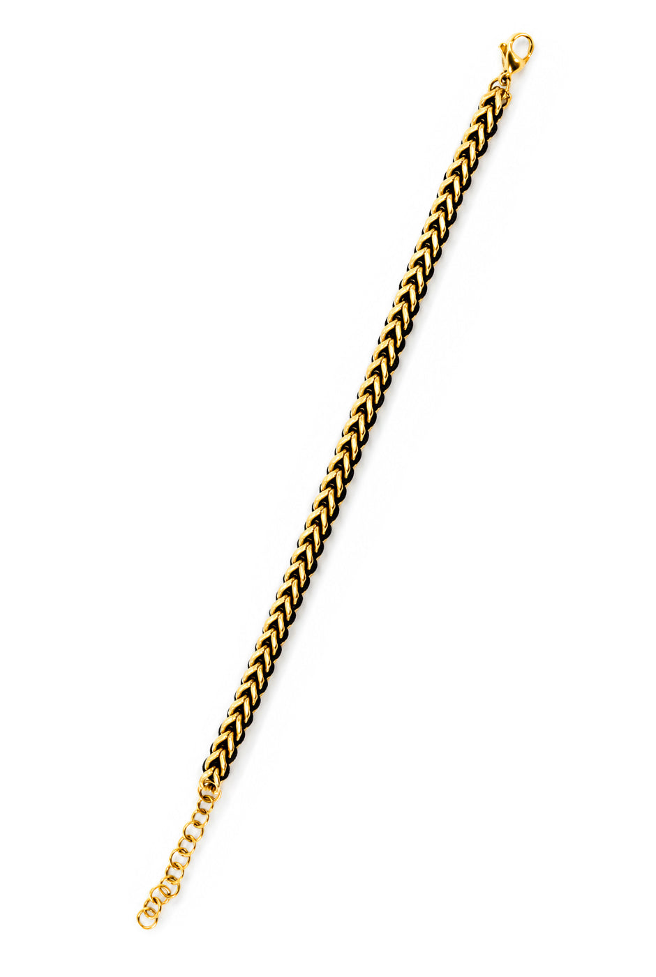 Pulsera dorada y negra trenzada con broche ajustable