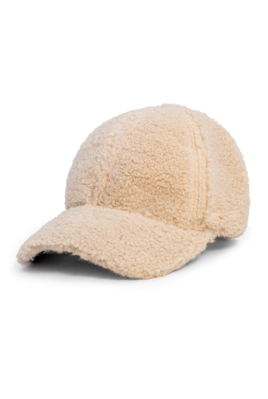 Gorra Teddy afelpada color natural con visera acanalada