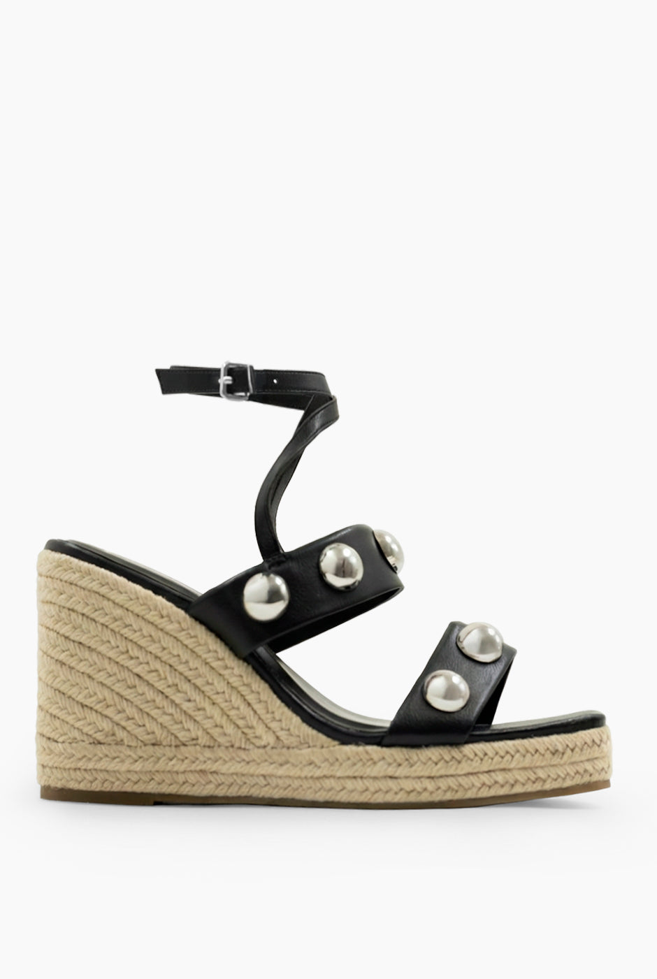 Sandalia Maxi Studs negra con cuña y tachuelas metálicas