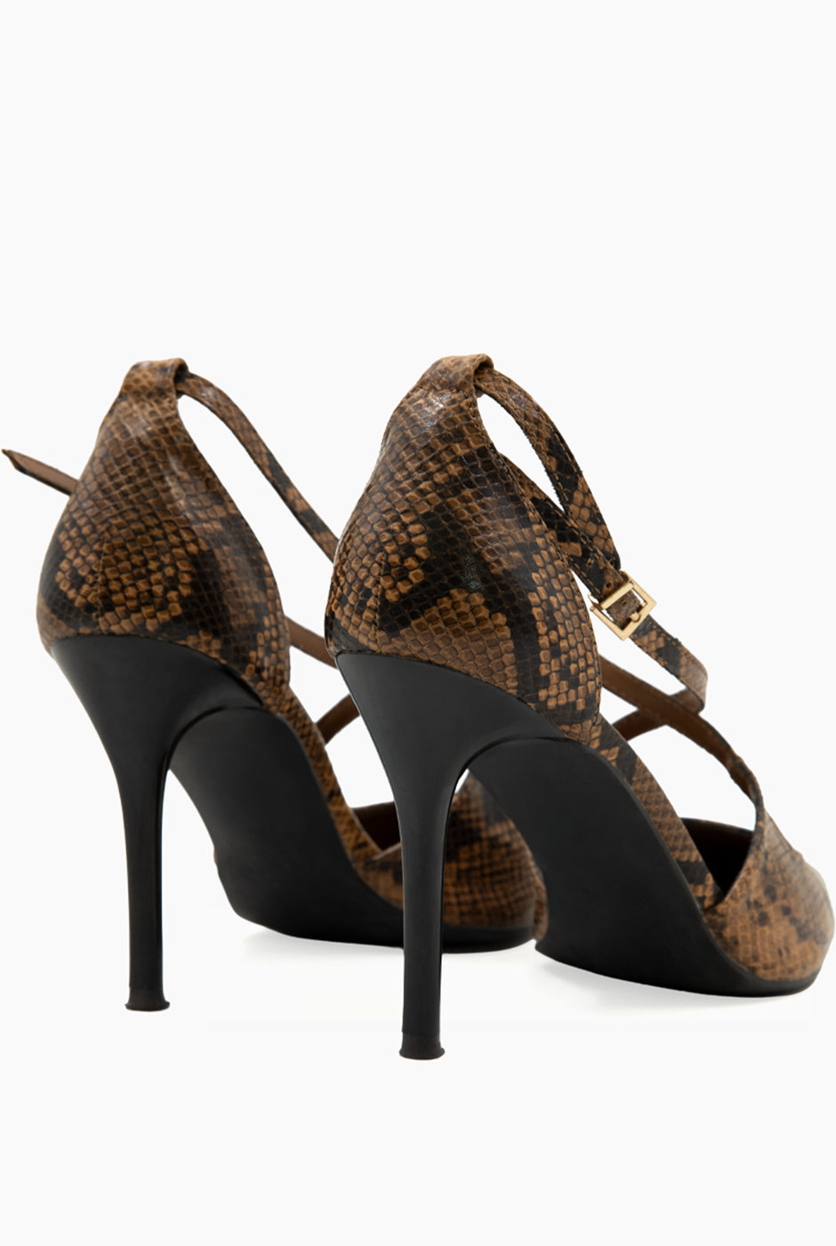 Zapatilla Croco Buckle Negra con hebilla dorada y tacón