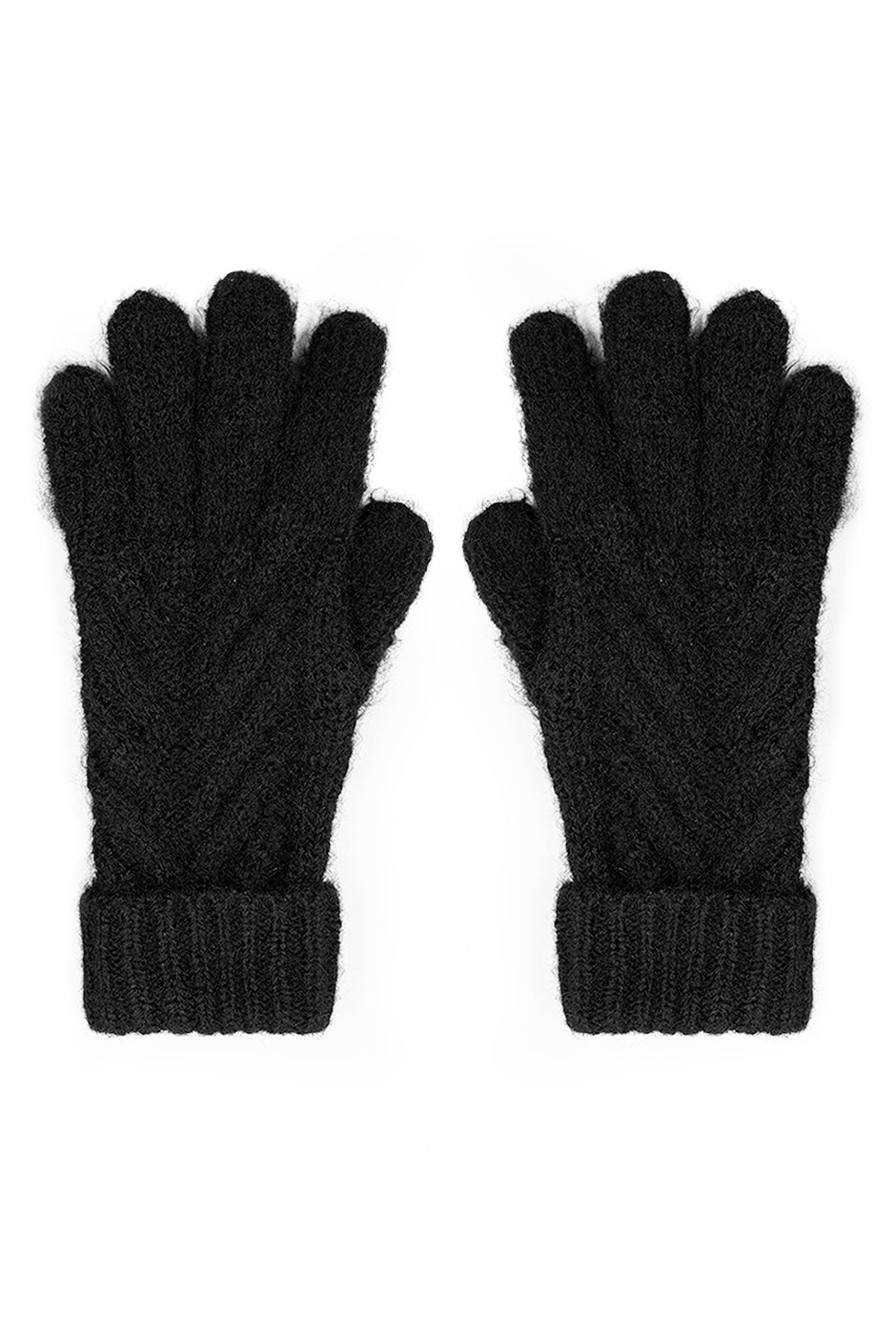 Guantes Black Knit en tejido grueso con patrón espiga