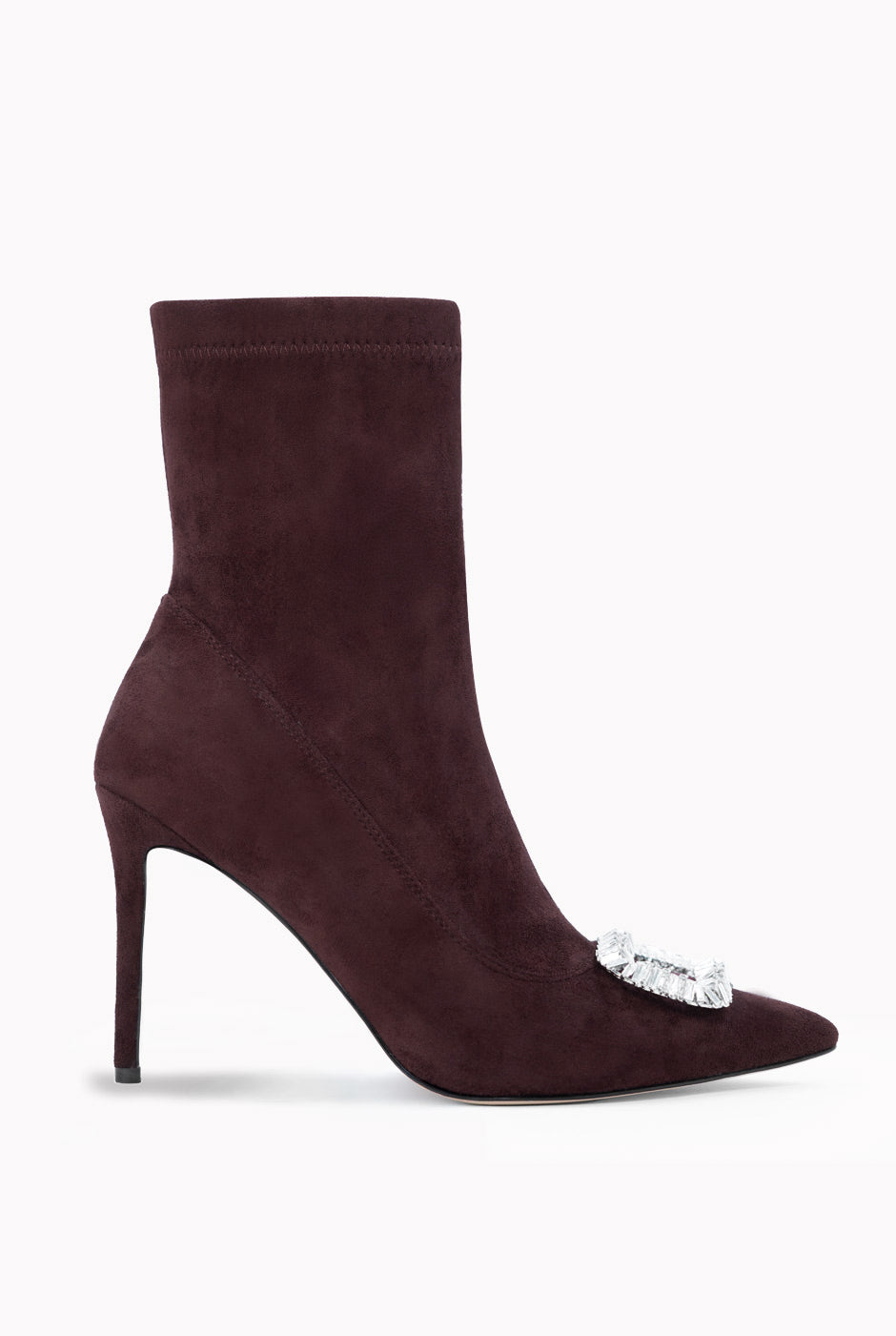 Botín Sock Suede vino con tacón stiletto y pedrería