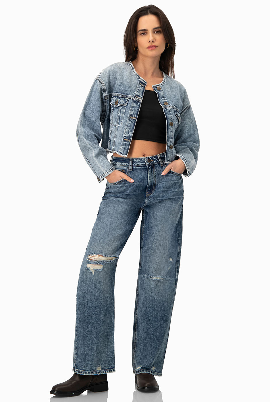 Jeans destroyed de pierna amplia