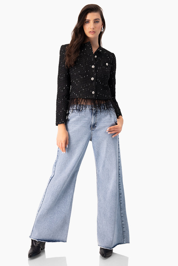 Saco corto tejido en tono negro