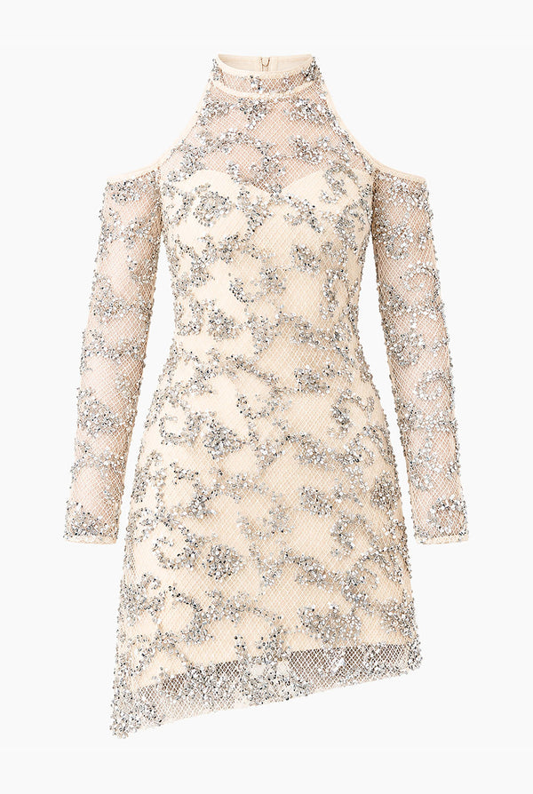 Vestido Couture corto manga larga