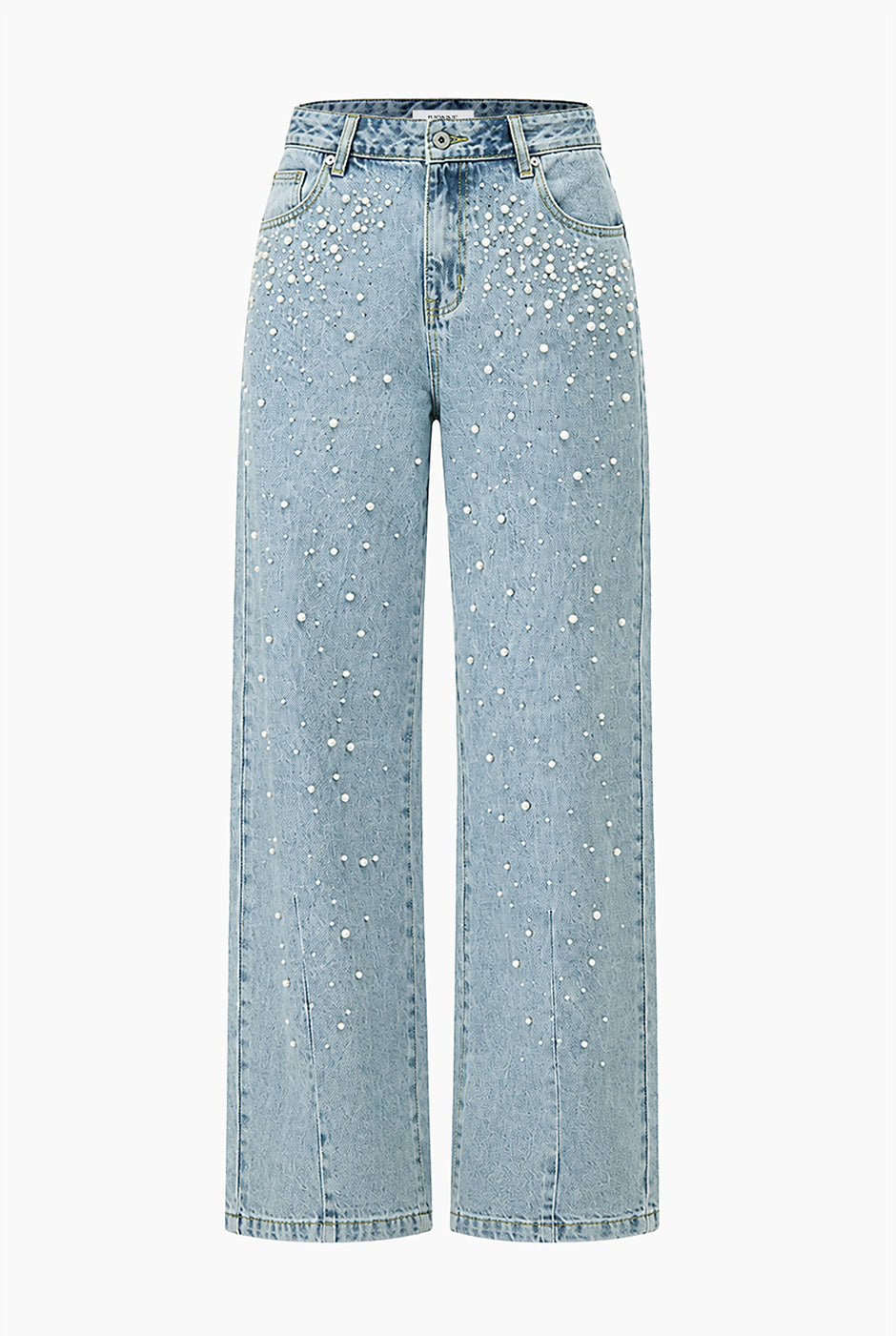 Jeans de perlas pierna ancha