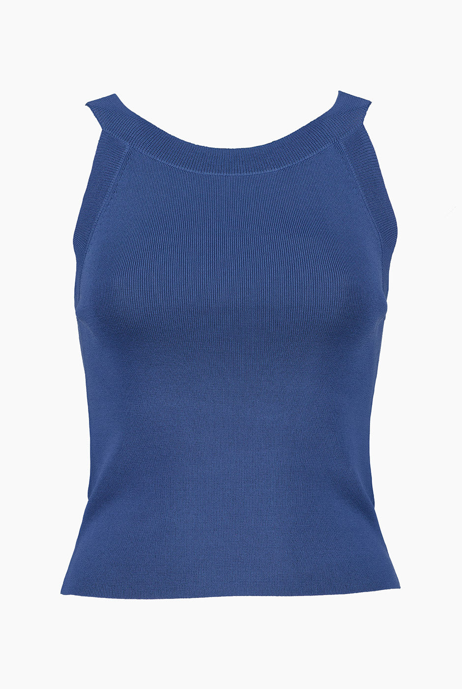 Top Halter Rib Azul en tejido acanalado