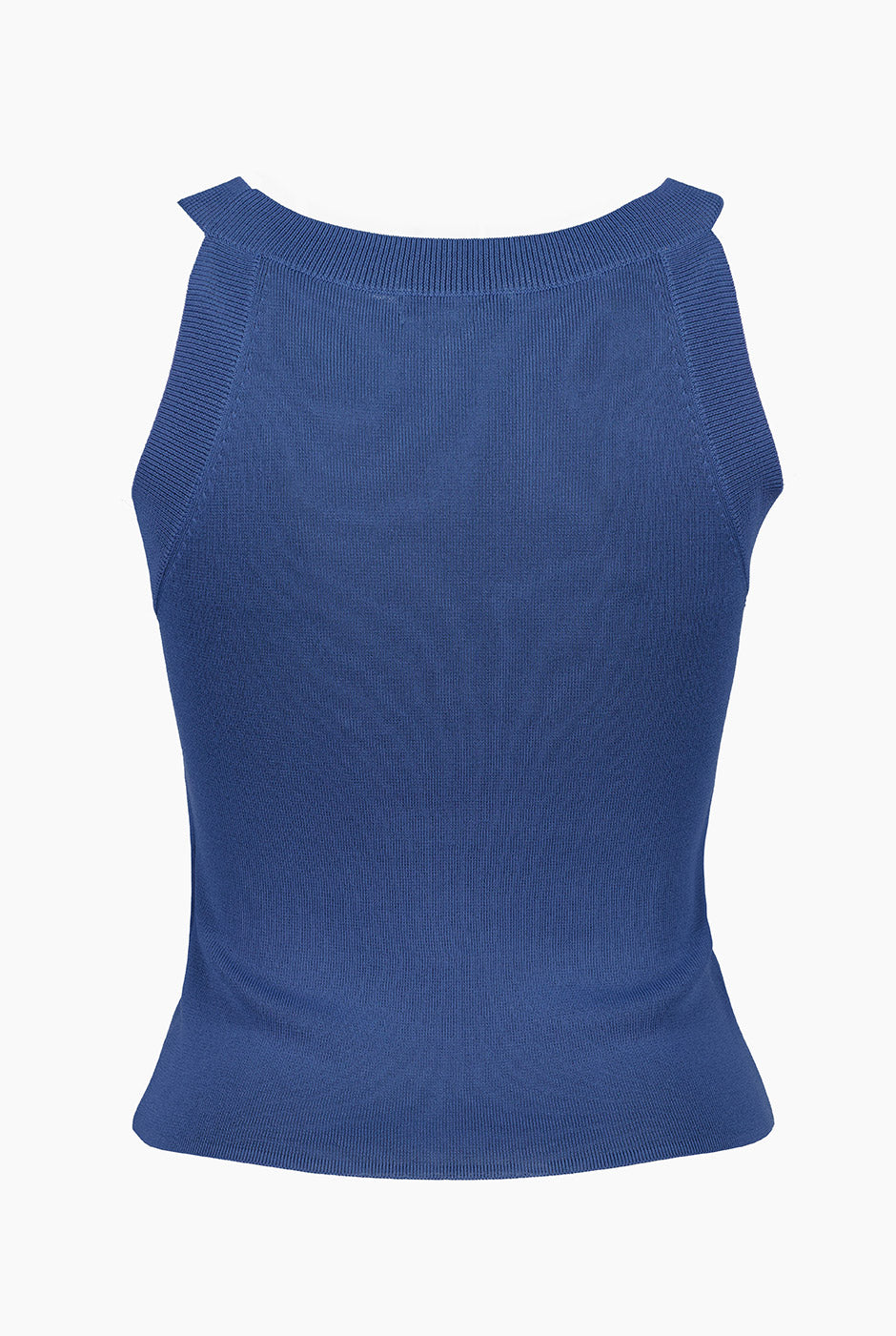 Top Halter Rib Azul en tejido acanalado
