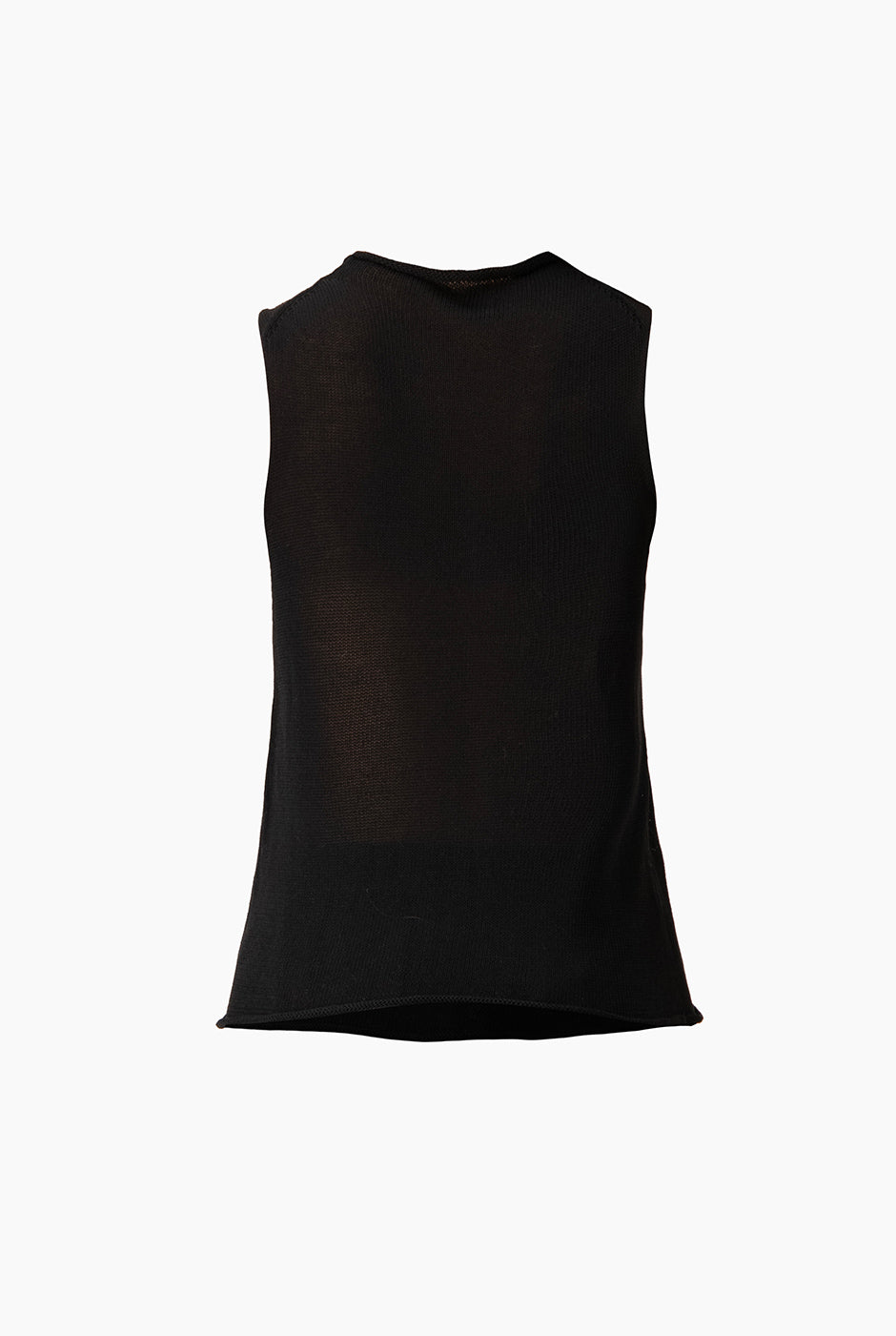 Top Knitted Negro sin mangas de punto fino