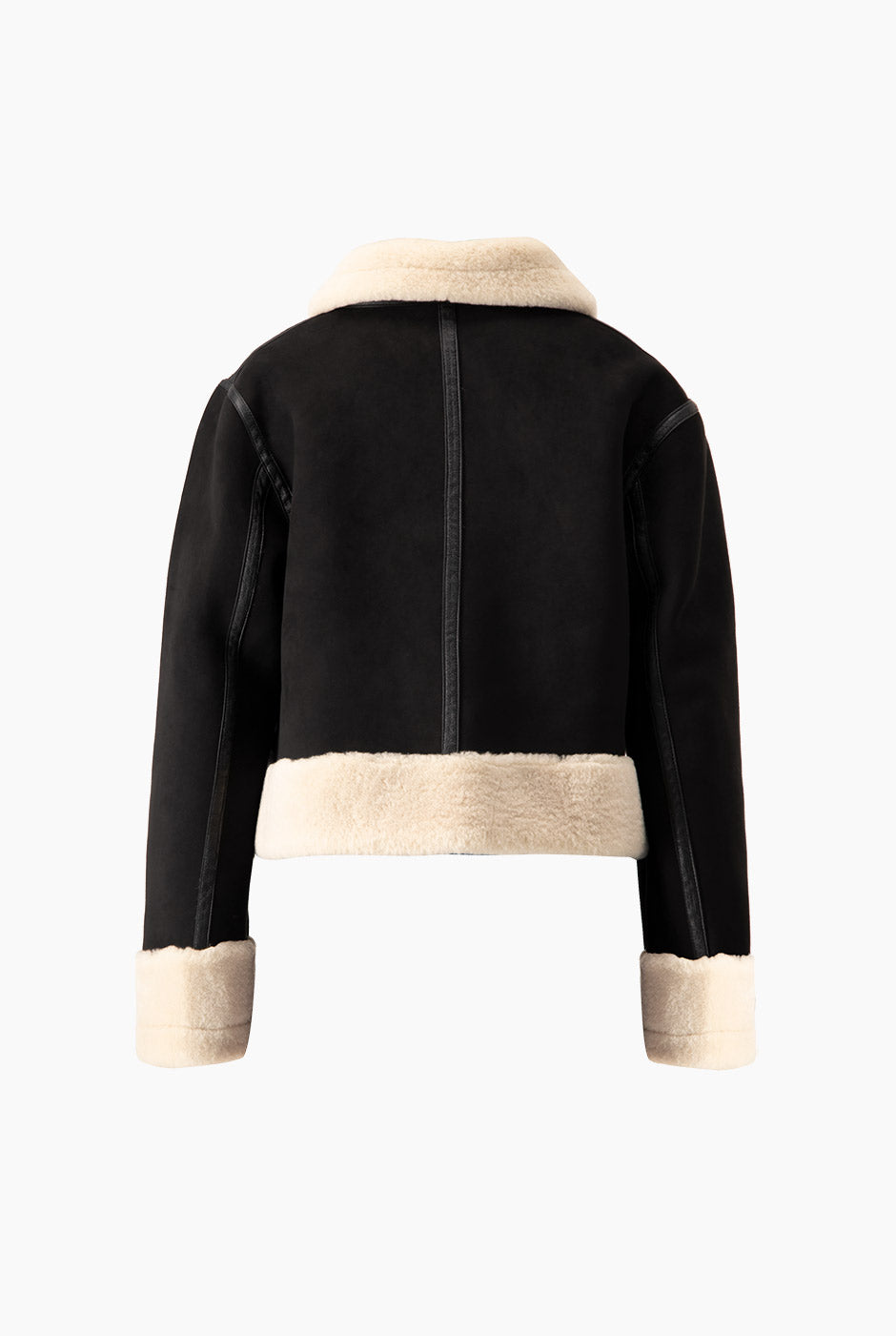 Chamarra biker negra de terciopelo con detalles en ecopiel