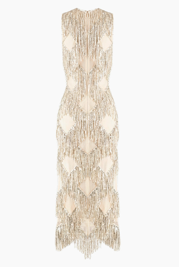 Vestido midi con flecos