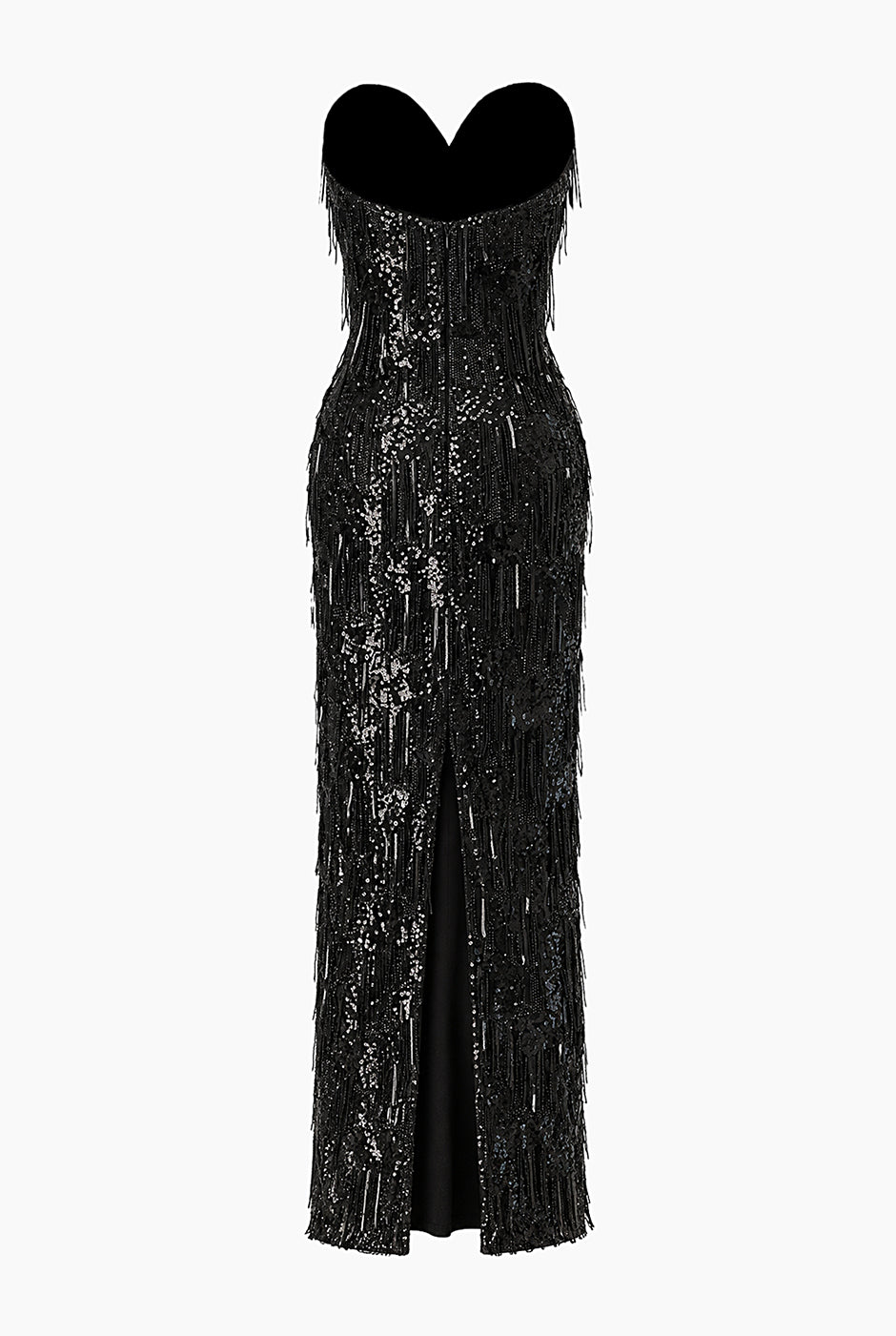 Vestido Couture largo de flecos