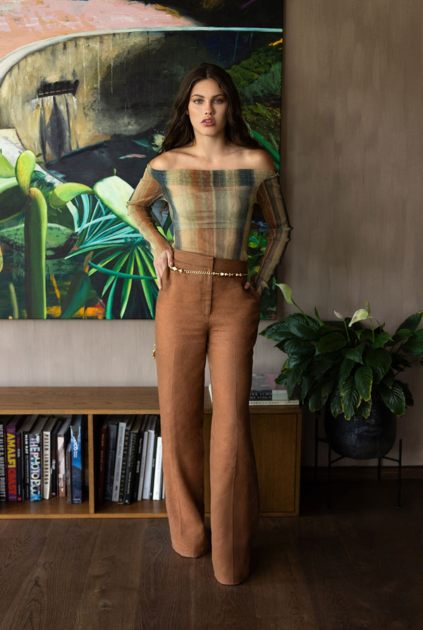 Blusa escote bardot de manga larga