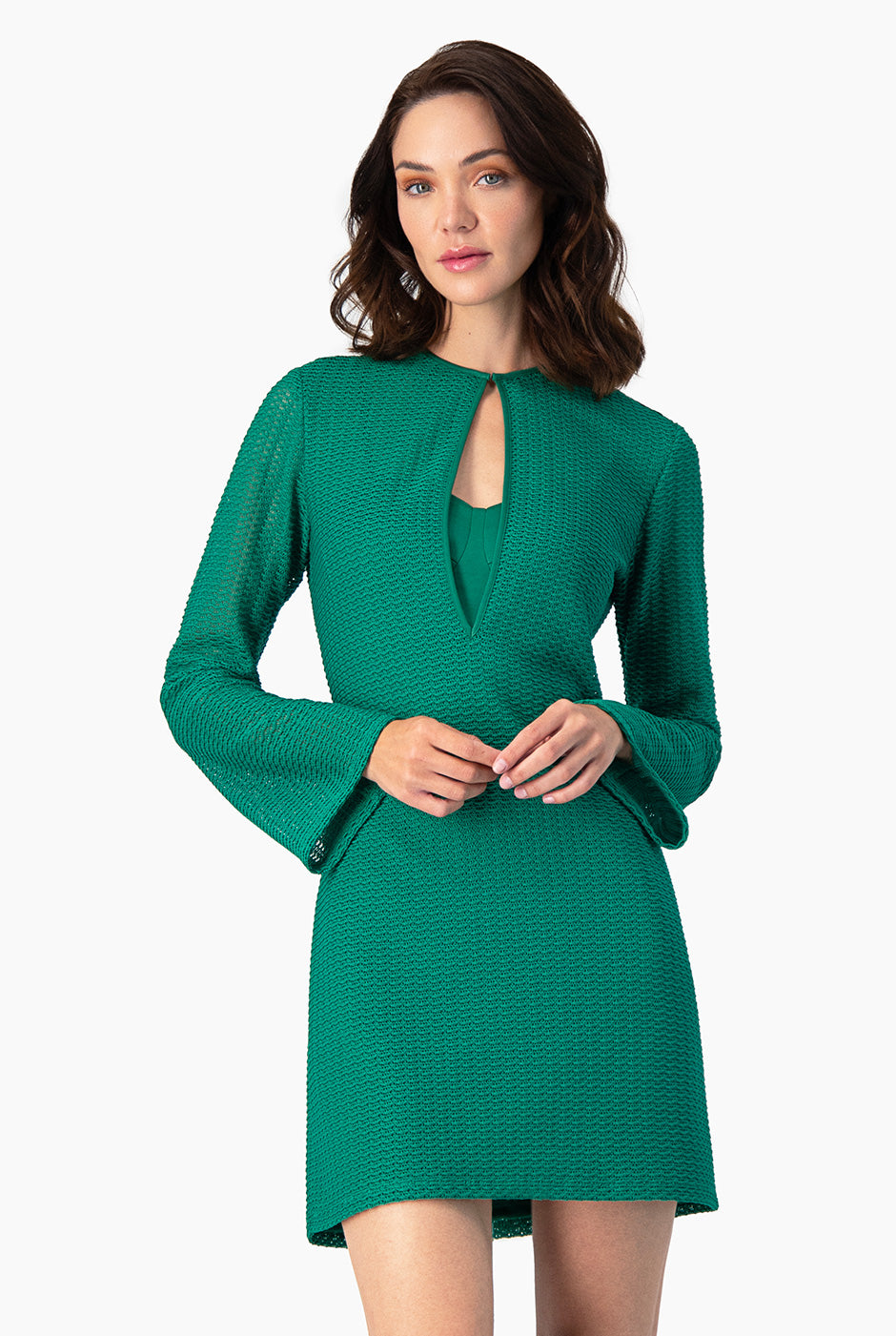 Vestido corto tejido color verde
